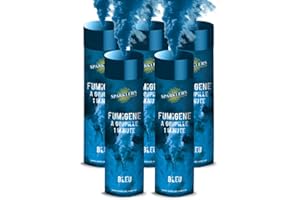 Fumigene a mano 1 minuto, colore blu, confezione da 5, accensione sfregamento, durata 60 secondi, colore fumigene da tenere in mano, fumigene a mano, categoria T1, SPARKLERS CLUB®