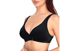Jengo Post Surgery Bra Front Closure Deep V Push Up Plunge Bra U Low Cut Bras Post Surgical Mastectomy Bra Breast Augmentation