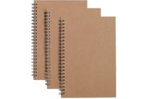 YANGTE A5 Sketchbook Set di 3 Blocco Note a Spirale in Bianco Carta Kraft Quaderno Schizzi Pagine Bianche,100 Pagine / 50 Fogli di Carta Bianca Perfetti per i Viaggi (Marrone)