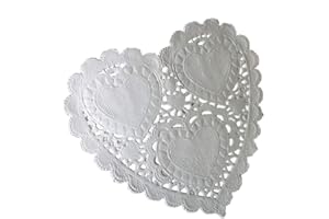 Yushu - Set di 100 centrini di carta a forma di cuore, 10 cm, sottobicchiere, sottobicchiere, sottobicchiere, tappetino per caffè e birra