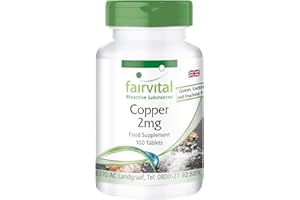 Fairvital | Copper 2mg - Bulk Pack for 3 Months - Vegan - HIGH Dosage - 100 Tablets - Dietary Supplements as Copper bisglycinate