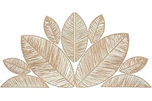 ATMOSPHERA CREATEUR D'INTERIEUR Atmosphera - Decoración de Pared de Papel Tejido y Metal Meera - 160 x 80 cm - Decoración Colgante Bohemia con Forma de Hoja en Beige - para Dormitorio, salón, Comedor y cabecero