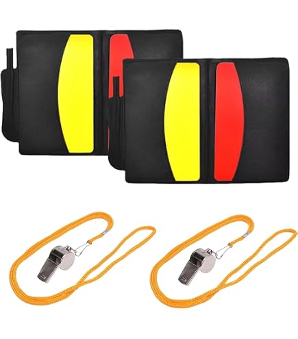 Kit D'arbitrage Football - Portefeuille Avec Cartons Rouge/jaune, 2 Sifflets Métal, Crayon - Pour Matchs, écoles, Entraînement - 2