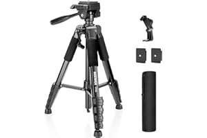 NEEWER BASICS Trépied pour Caméra,Tripod 71'' avec Support pour Phone Compatible avec iPhone pour Vidéo,Support Voyage en Aluminium Professionnel avec Tête Panoramique & Inclinable à 3 Directions,TP55