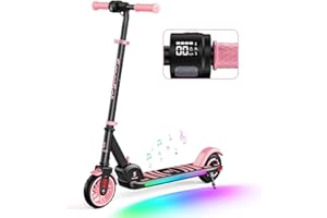 SmooSat E9 Apex Elektroroller für Kinder, Bluetooth-Musiklautsprecher, Bunte Regenbogenlichter, LED-Anzeige, einstellbare Ges