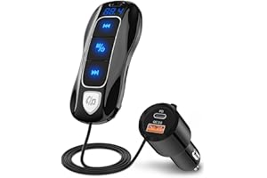 Bluetooth 5.3 FM Transmitter, SONRU Bluetooth Auto Radio Adapter, 48W PD&QC3.0 Schnelles Autoladegerät Zigarettenanzünder mit Freisprecheinrichtung, Sprachunterstützung, TF Karte Play