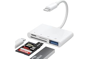 AGEEMY 4 in 1 iPhone Kartenleser Kamera Adapter, SD/TF, für iPhone USB OTG Adapter, Lightning USB Adapter Kompatibel mit iPhone 14/13/12/11/X/8/7/iPad
