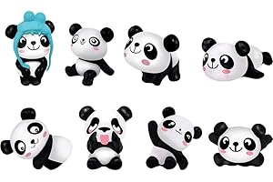 BAIJ Figurki pandy, 8 szt. pandy, zestaw mini figurek zwierzęcych, prezenty dla dziewcząt, miniaturowa ozdoba ogrodowa, lalka, dekoracja tortu, na imprezę dla dzieci