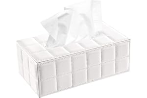 MENGH-SHOP Dozownik chusteczek prostokątny uchwyt na chusteczki ze skóry PU pudełko na chusteczki do twarzy do domowego biura restauracji, biały