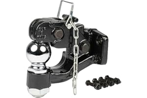 Mytee Products Pintle Hitch with 2-5/16-Inch Trailer Ball, 8 Ton Combination Hitch with Mounting Kit | Bolt On Adjustable Pintle Hook Ball Combo - Powder-Coated, Heavy-Duty