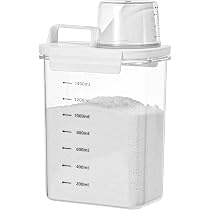 Dispenser Detersivo Abnaok Con Misurino E Beccuccio - Contenitore Ermetico In Vetro Da 1100ml, Bianco Trasparente - 4