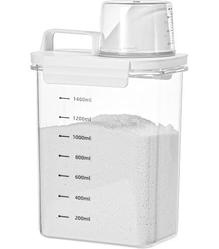2300ml Aufbewahrung Waschpulver Vorratsflasche Für Waschpulver – 2300ml, ABS-Behälter Mit PET-Messbecher, Transparent, Auslaufsicher, Mit Griff, Für Waschmittel, Soda & Co