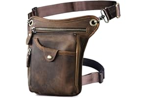 Xieben Vintage Cintura Bolsa de Cuero Gota Pierna Bolsa para Hombres Mujeres Bolso Multifuncional Militar Táctico Moto Bicicleta Jinete Ciclismo Senderismo Deportes Camping Montar