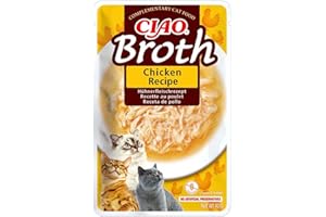 INABA CIAO - Broth Poulet - Friandise pour Chat Humide - Délicieuse et Saine - Sauce - Plat d'accompagnement - Complément Naturel et sans Céréales - Pâtée pour Chat - 1 x 40g