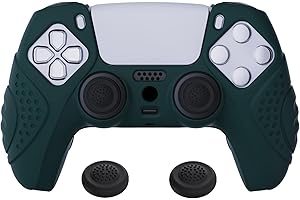 eXtremeRate PlayVital Funda de Silicona para ps5 Mando - Carcasa Protectora Suave y Antideslizante con 2 Tapas de Joystick, Compatible con DualSense, Accesorio para ps5 (Edición Guardian-Oscuro Verde)