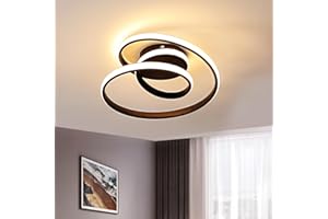 Goeco Lampa sufitowa LED, 36 W, nowoczesna, okrągła lampa sufitowa LED, czarna, 3000 K, ciepłe światło LED, oświetlenie sufitowe do salonu, sypialni, jadalni, korytarza, Ø 30 cm