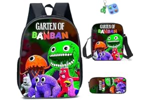 GDFENDU 3Pcs Anime Game Banban Backpack Set with Keychain,16in 3D Printed Friend Cartoon Lunch Bag High Capacity Schoolbag Boy And Girl Schoolbag.