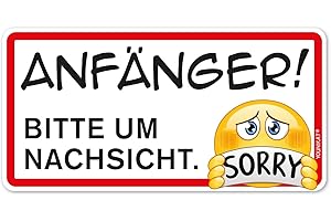 ‎YOUNIKAT Fahrzeug-Aufkleber Anfänger! Bitte um Nachsicht. Sorry I 20 x 10 cm I Vorsicht Achtung Fahranfänger I Autoaufkleber wetterfest I mit Smile I kfz663