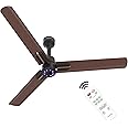 POLYCAB Wizzy Neo LED 1200mm 5-Star BLDC, Remote Ceiling fan for Living Room | 8 Purple LED Speed Indicator | 55% Energy Saving, High Air Delivery, 25 Speed Control【Brown Copper】