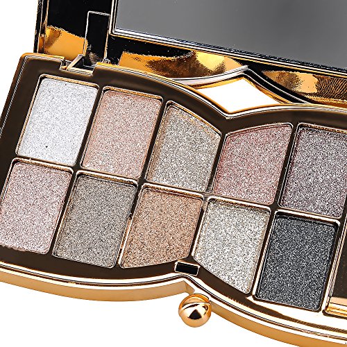 Augenschminke 10 Farben Wasserdicht Glitter Lidschatten Eyeshadow Palette make up Palette mit Pinsel (Type6) - 2