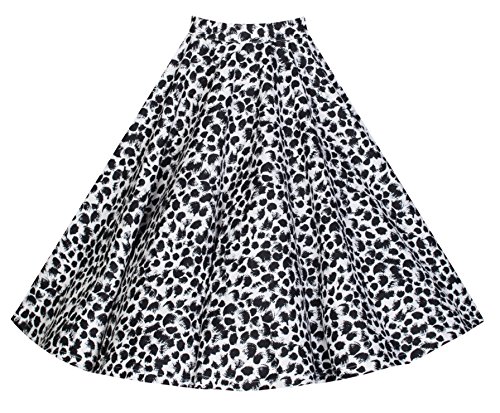 Lindy Bop 'Peggy' Vintage Fifties Style Printed Full Circle Skirt (14, White Black)