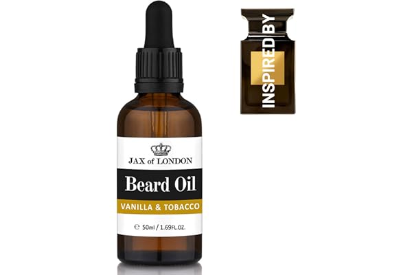 Jax of London Huile corporelle Tabac & Vanille 200ml, huile corporelle inspirée, huile de massage hydratante pour la peau, huile pour peau sèche, adaptée pour le raffermissement et la relaxation