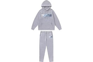 BIXPAK Set di Tuta da Uomo e Donne Ricamo Trapstar di Marca alla Moda,Giacca con Cappuccio E Pantaloni,Felpa con Cappuccio,Set Felpa in Pile con Cappuccio