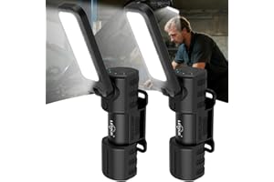 LETOUR Inspection Lamp 2000 Lumen 2 Pack Rechargeable LED Work Light with Magnetic and Foldable 180° Rotating Stand and Magnetic Torch for Maintenance Work Night Walking Camping Emergency
