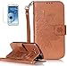 Produktbild Samsung I9300 Galaxy S III/S3 Neu Design Hülle mit Panzerglas,ISENPENK Original Flip Bookstyle Cover Wasserdicht Shockproof Anti Slip Protection Stoßfest Leather Case mit Standfunktion,3D Blume Muster Pattern Wallet Case mit Intern Karte Schlitz,Anti-Sturz Stoßdämpfend Magnetic Closure Handygürtel Wallet Tasche Schutzhülle Leathertasche für Samsung I9300 Galaxy S III/S3 4.8Zoll-[Blume pattern,braun]+Panzerglas/Schutzfoile/Displayschutzfolie