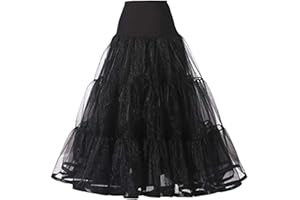 Alunsito Women's A-Line Swing Skirt Solid Mesh Tulle Skirt Pleated Long Petticoat Elastic Waist Skirt for Wedding Party Prom