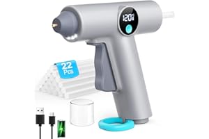 BKXCHA Bezprzewodowy Pistolet do Klejenia na Gorąco, szybkie nagrzewanie w 40 sekund, akumulator 2500 mAh, z 22 sztyftami 7 mm, mini pistolet do klejenia na gorąco do majsterkowania, rzemiosła i naprawy