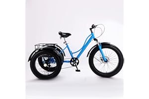 KRCO 24 inch Adult Tricycle,7 Speed Cruiser Trike, All Terrain Fat Tire 3 Wheel Bikes with Large Basket for Seniors, Women, Men, Adult Trikes for Shopping Picnic Outdoor Sports