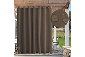 FICARICO Outdoor Vorhänge Sonnenschutz, Outdoor Vorhang Wetterfest mit Ösen Oben und Unten, Outdoor Gardinen Wasserdicht Windschutz Blickdicht für Pavillon, 1 Stück, Braun, B183xH213cm
