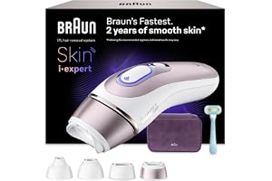 Braun Lumiere Pulsee Intelligent Skin i·expert PL7431, vit | Alternativ till hemlaser, trådbunden, med ficka, Gillette Venus rakhyvel, 4 huvuden, ansluten till applikation
