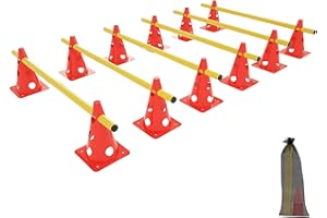 XMTECH Juego de 5 piezas para entrenamiento de coordinación, juego de obstáculos de agilidad para niños, perros, caballos, altura de 32 cm, barra de 100 cm