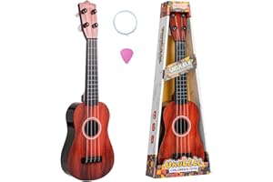 EPUNK Ukulele for Kids Guitar 42 cm Toy Guitar with 4 Adjustable Strings Kids Musical Instruments Mini Children Musical Instrument Educational Learning Toy for Toddlers Boys Girls (Wood color)