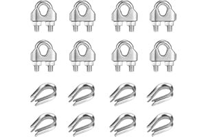 SPTwj 10 Pack Wire Rope Clips 2mm M2 Cable Clamps Steel U Bolt Saddle Clamp Fasteners for Rigging Rope and tension Cable Garden Tensioning Wire Ropes