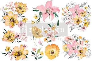 Prima Marketing Re-Design Decor Transfers 6"X12" 3/Sheets-Watercolor Lush