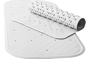 VISION LINENS Non-Slip Anti-Slip Anti-Mould Rubber Bathroom Bathtub Bath Mat For Inside Bath, Rectangular 74 x 34cm, Rubber Suction Cups, Textured Surface, Easy Clean, Off-White, Ideal for Elderly & Children