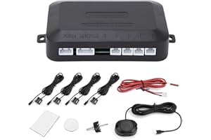 DEROR 12 V Sensores Aparcamiento Coche Aparcamiento Trasero Kit,Kit Cuatro Sensores de Aparcamiento para Coche con Sonido de Alarma,para Coche Indicador Acústico de Advertencia Sistema (Nueva Actualización