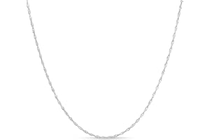 KEZEF Italian Twisted Gold Silver Curb Chain Necklace - 925 Sterling Silver Chain Necklace for Women and Men- Singapore Twist Chain - Premium Gold Over Finish - Twisted Rope Silver Gold Necklace - 2mm