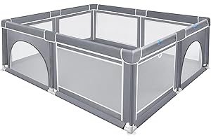 HENGMEI Baby Laufgitter Laufstall Absperrgitter 200x180cm Aktivitätszentrum mit Rutschfester Basis, atmungsaktivem Netz Sicherheitsspielplatz (200x180cm)