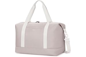 ECOHUB Bolsa de Viaje 40x30x20, para Ryanair Vueling Wizzair, Equipaje de Mano Impermeable, Bolsos Plegable con Húmedo Extraíble, Bolsas Deporte Gimnasio Mujer, Patente Pendiente 24L (Negro) (Beige)