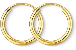 EDELIND Aritos de oro 15mm Oro amarillo 8K 9K 14K 18K Pendientes aros 2mm Aretes Oro Mujer Hombre Niña Aretes Oro con Caja de Regalo de Joyería