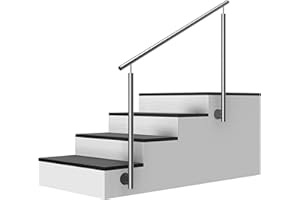 COSCH EDELSTAHL Rampe d'escalier en acier inoxydable Montage latéral Longueur : 1,4 m Hauteur : 0,9 m 2 poteaux sans traverses Main courante avec plaques de support et accessoires Angle réglable : 1400