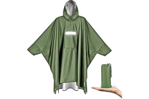 Vankarr Poncho Antipioggia Impermeabile con Maniche Tasca e Riflettore Mantella Antipioggia per Adulti Unisex Portatile Poncho Pioggia per Uomo Donna Trekking Campeggio