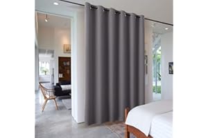 PONY DANCE Tende Oscuranti Camera da Letto - Tende Termiche Isolanti per Interni Tende per Finestre Grandi con Anelli 1 Pannello L 304 x A 243 cm, Grigio