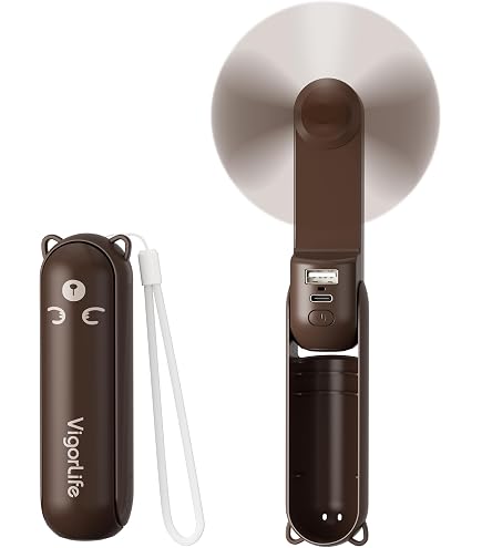 Mini Ventilateur Portatif WUSJCOF - Silencieux, Compact Avec Batterie 2500mAh Jusqu'à 48h D'Autonomie - Écran LED, Recharge USB Pour Femmes Et Filles (Blanc)