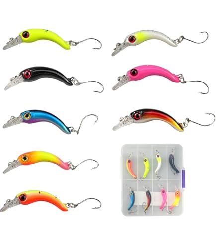 JaneYi 5 Pezzi Cucchiai da Pesca Trota Kit Esche Artificiali Spinning Esche UV-Attive e Autoluminose Ondulanti Spinning Esca per la Pesca alla Trota con Rimozione Amo Pesca e Scatola