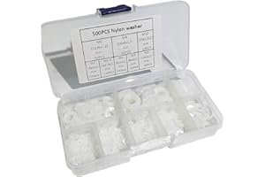 CENRONG Podkładki z tworzywa sztucznego, 500 sztuk, nylonowe podkładki, płaskie podkładki, podkładki izolacyjne, do śrub, mocowania przemysłowego